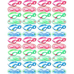 Hoteam 24 Pairs Swim Goggles for Kids bulk 4-9 Wide Vision Swimming Anti Fog Pool Goggles with Cases Boys Girls