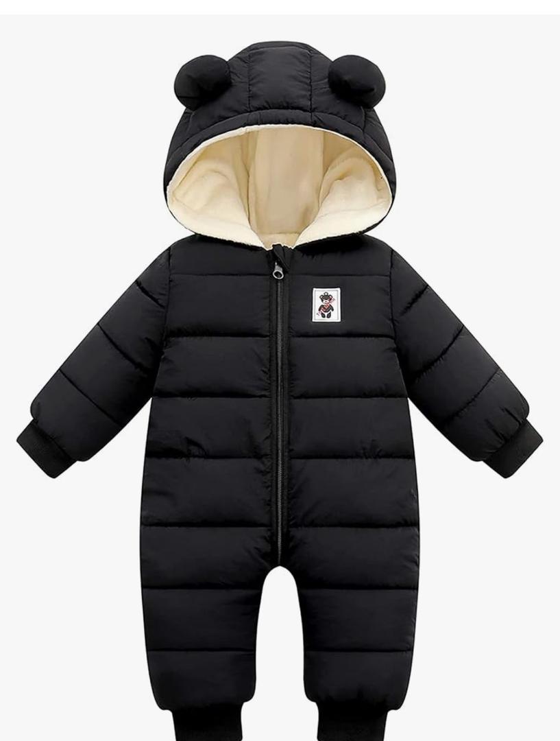 XMWEALTHY Baby Clothes Cute Infant Toddler Snowsuit Warm Newborn Boy Girl Winter Coats Hooded Zip Jumpsuit, Size 90