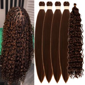 Brown Braiding Hair Pre stretched Curly Braiding Hair for Boho Braids Color 30 Knotless Hypoallergenic Ez Braids
