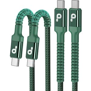 USB C Cable 6FT, 2Pack USBC to USBC Fast Charging Cable, iPhone 16 15 Charger Cable Long Type C Cord Nylon Braided Compatible with iPhone 17/ 16/ 15/ Pro Max/ Plus/ Samsung Galaxy S23/ LG and More-Green