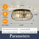 YYJLX 3 Light Flush Mount Ceiling Light Fixtures Modern Crystal Chandelier Black E26 Indoor Lighting for Hallway Bedroom Bathroom Foyer Living Room Dining Room Kitchen., Large