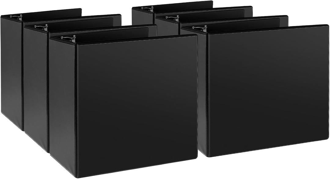 5" 3 Ring Binder, Standard 5-Inch Slant-D Ring Binder Fit Letter Size Paper, Presentation View Binders, 6 Packs, Black (5", Black)