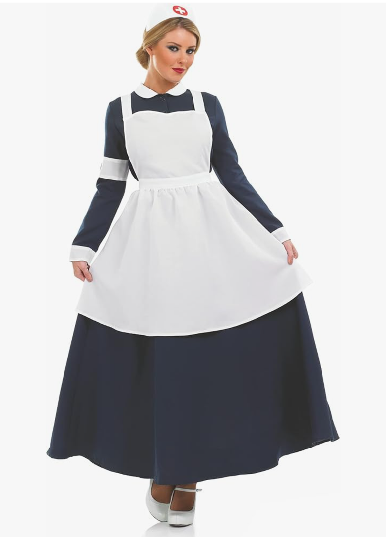 Fun Shack Florence Nightingale Costume - Civil War Nurse Apron, Vintage Nurse Uniform S