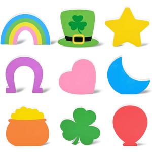 9Pcs St. Patrick's Day Tiered Tray Decor Lucky Charms Wooden Signs Saint Patty's Day Shamrock Wood Centerpiece Table Decoration for Irish Blessing Clover Farmhouse Baby Shower Home Holiday Party Decor