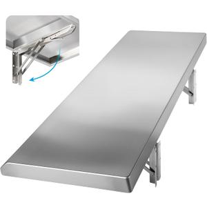 Folding Concession Shelf 48" x 18", Stainless Steel Drop Down Serving Food Shelf for Concession Windows