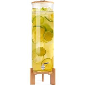 Glass Drink Dispenser,4.1 Gallon Water Dispenser with Stand,Glass Beverage Dispenser with Spigot - Large Drink Dispensers for Parties,Wedding,Bars,Restaurants