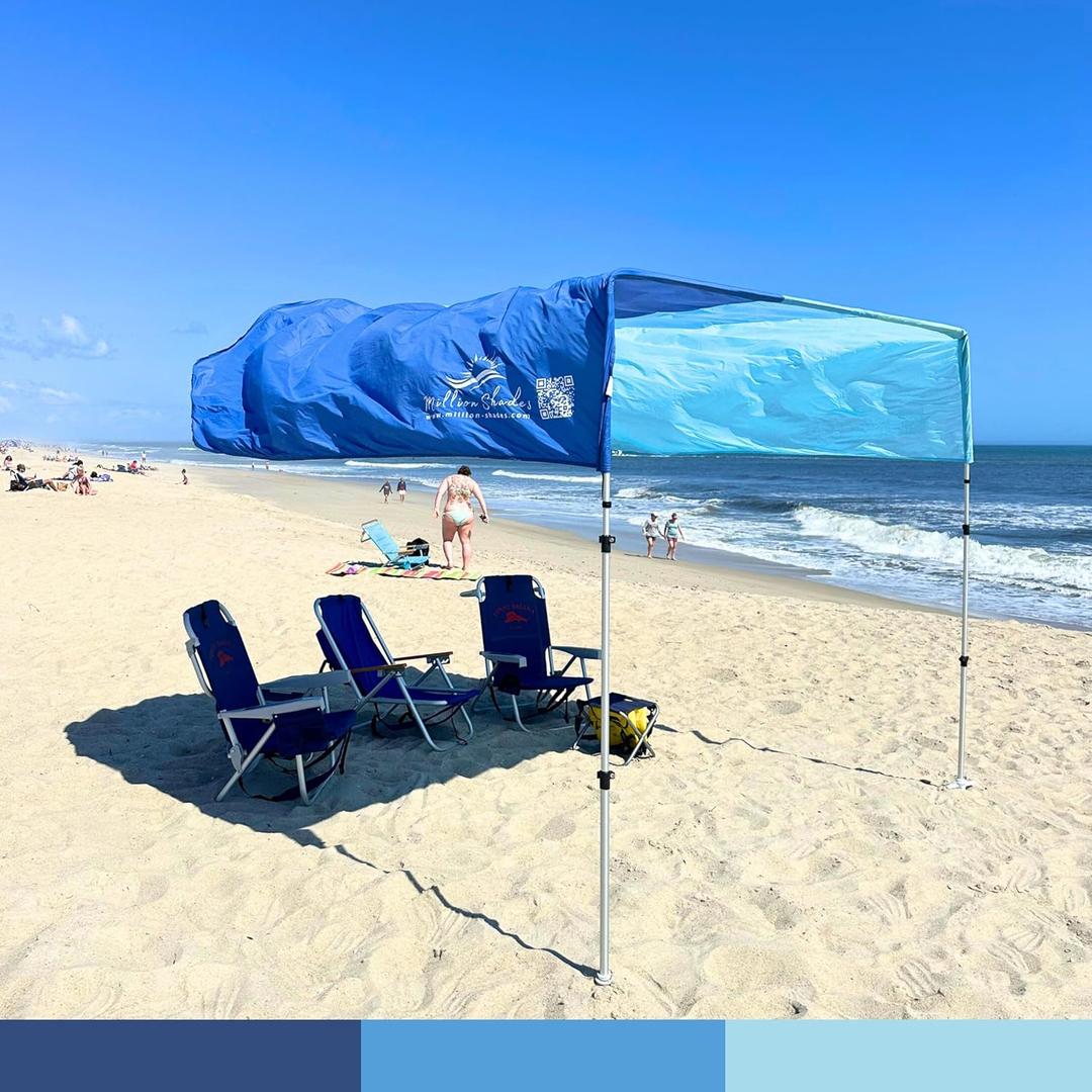 MillionShades Beach Shade Canopy  Cozy 8 ft x 8 ft Wind-Propelled Sun Shade for Beach with UPF 50+, 360 Views, Quiet & Lightweight Design, Easy Setup Tent - Windproof Beach Shelter (Beach Blue Tones)