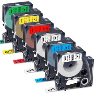 Label Orison Replacement for Dymo D1 Label Tape 9mm Combo Set 40910 40913 40916 40917 40918 40919 for Dymo LabelManager 160 260P 210D 450D3/8'' W x 23' L6 Pack