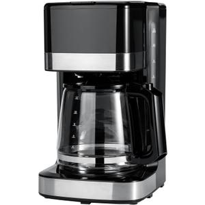 Amazon Basics 12 Cup Drip Coffee Maker with Glass Carafe (1.9 Qt), Auto Shut-off, Auto Pause, Removable Filter Basket, Black & Silver