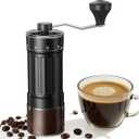 Mini Manual Coffee Grinder with 40 Adjustable Settings, Portable Hand Coffee Bean Mill with 30g Capacity, Conical Burr Coffee Grinder with Crank for Travel, Camping, Office, Espresso, Pour Over, etc (M01 Black)