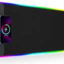 GIM Wireless Charging RGB Gaming Mouse Pad 15W, LED Mouse Mat 800x300x4MM, 10 Light Modes Extra Large Mousepad Non-Slip Rubber Base Computer Keyboard Mat for Gaming, MacBook, PC, Laptop, Desk