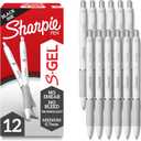 Sharpie S-Gel , Drawing, Ink Pens For Journaling, Writing, Coloring, Medium Point (0.7Mm), Pearl White Body, Black Ink Gel-Pen, 12 Count