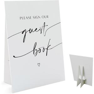 Plese Sign Our Guest Book Sign(8 x 11 Inch Table Sign with Holder) Wedding Shower Bridal Shower or Baby Shower Favors for Guests-WEEDS03