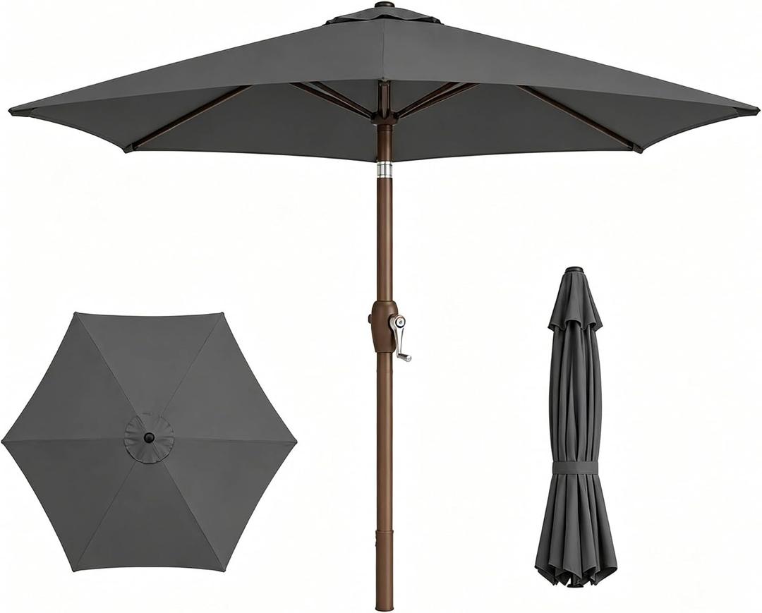 7.5ft Patio Umbrella, Outdoor Table Market Umbrella with Smooth Crank Lift, 6 Windproof Fiberglass Ribs, UPF50+ UV Protection for Deck, Pool, Garden and Backyard