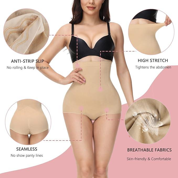 High Waisted Shapewear for Women Tummy Control Underwear Seamless Comfort Slimming Briefs Panty, XL