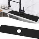 LOPNUR Faucet Mat for Kitchen Sink Protectors, 24 Inch Long Kitchen Sink Splash Guard Behind Faucet, Cuttable Bathroom Water Splash Guard with Super Absorbent Diatomite Fast Drying, Black