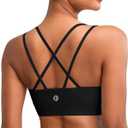 RUNNING GIRL High Impact Sports Bras for Women - Scoop Neck Strappy Sports Bra High Support Moulded Cup Workout Bra (Black, M)