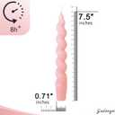 Pink Candlesticks Short Taper Candles - 7 inches Funky Candle Sticks Spiral Tapered Candles Twisted Candles for Home Dcor Dinner Weddings Women Gifts (2D4PC-PINK)