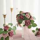 Ling's moment Artificial Wedding Flowers 1.5" Rose Buds and 2" Petite Roses 25pcs Dusty Rose & Mauve w/Stem for DIY Wedding Boutonniere Wrist Corsages Bouquets Centerpieces Arrangements