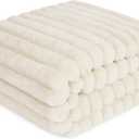 Waterproof Dog Blanket for Bed, Luxury Plush Washable Large Dogs Blankets for Furniture Protection, Super Soft Calming Pet Blanket for Indoors (Cream, 60"x80")