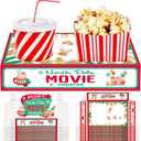 20 Pcs Christmas Movie Night Supplies Movie Night Paper Snack Trays Popcorn Candy Holder Cardboard Snack Holder Food Trays(Cute Christmas) (Green,red)