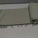 Nanspring Sage Green Boho Linen Shower Curtain 72 Inch Length Vintage Farmhouse Weighted Tassel Design Green Shower Curtain for Bathroom with Hooks Bohemian Modern Neutral Cottage Style Decor 72x72