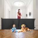 Babepai Retractable Baby Gates Extra Wide | 110" Wide x 34" Tall Dog Gates for Stairs | Indoor/Outdoor Use | Child Gates for Doorways, Deck, Porch, Hallways, Patio - Black