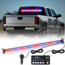 Nilight 144LED Traffic Advisor Strobe Light Bar with Controller Red Blue Emergency Warning Lights Hazard Interior Front/Rear Windshield Flashing for Cars Plow Trucks Construction Vehicles