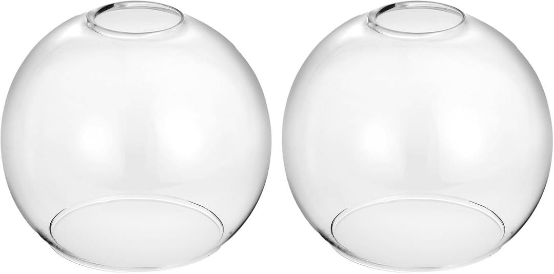 2 Pack Clear Glass Shades Globes, Glass Lamp Shade Covers Replacements for Light Fixtures, 1.65 Inch Fitter Transparent Lampshades for Chandelier Wall Sconces Vanity Lights Pendant Lights