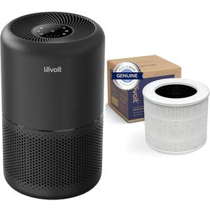 Levoit Air Purifier for Home Allergies Pets Hair 1095 Sq.Foot with 45W Motor Core300-P Black Bundle with Core Mini Air Purifier Replacement Filter 3-in-1 White