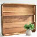 Wooden Serving Tray with Handles, Ottoman Tray for Kitchen Counter/Coffee Table/Living Room Decor,Versatile Tray for Party Rustic Wood ServingTray for Dinner/Breakfast/Snack Entertaining Guests