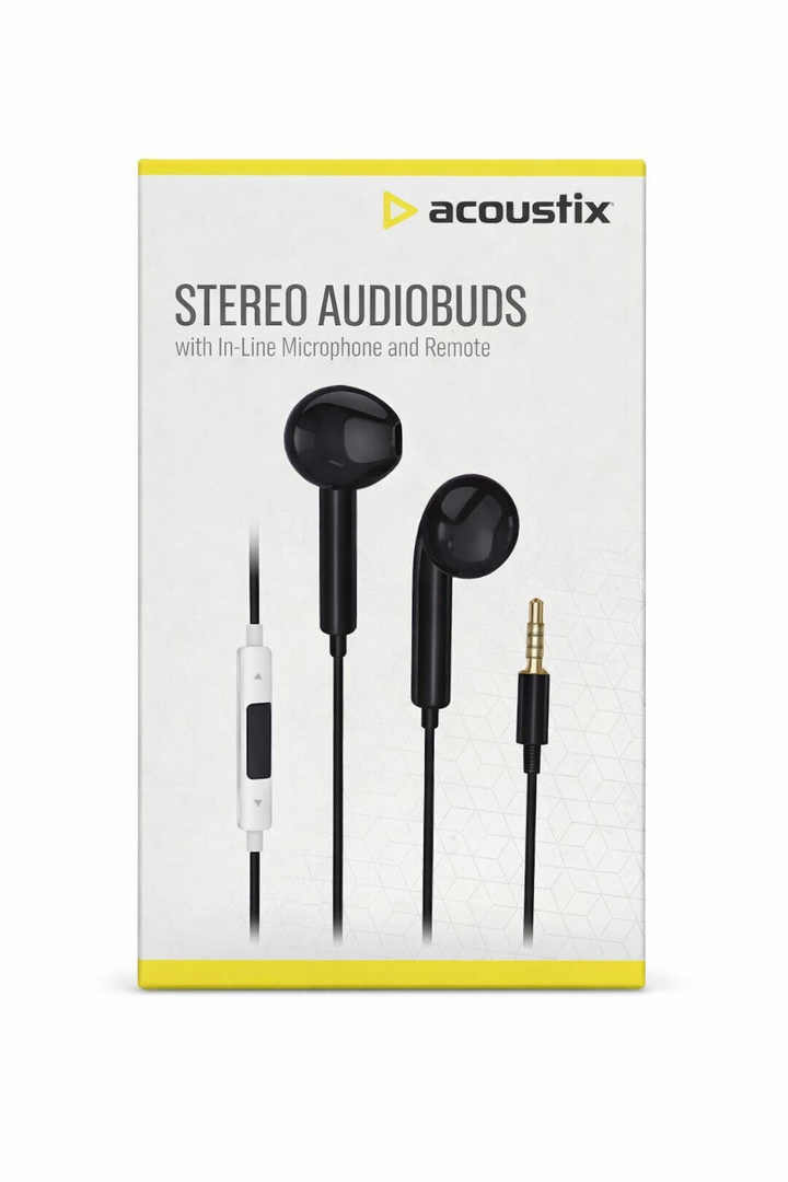Acoustix Stereo Earbuds with In-Line Microphone and Remove Black