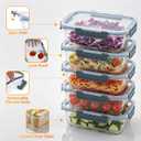 5Pack 22oz Glass Storage Containers with Lids, Grey, Compartmentalized