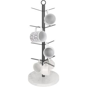 HarJue Mug Holder Tree, Coffee Cup Stand Holder, Thick Base Mug Rack for Kitchen Home Bar Cabinet, 9 Hooks (4-Tier, Matte Black)