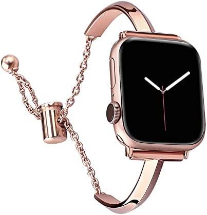 PlusRoc Stainless Steel Band Compatible with Apple Watch Band 38mm 40mm 41mm 42mm 44mm 45mm 46mm 49mm iWatch SE Series 11 10 9 8 7 6 5 4 3 2 1, Slim Versatile Bangle Bracelet for Women