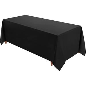 VidaFete 1 Pack Tablecloth 90 * 156inch Rectangle Table Cloth Polyester, Stain Wrinkle Resistant Polyester Dining Table Cover for Kitchen Dinning Party Wedding Tabletop Buffet Decoration(Black)