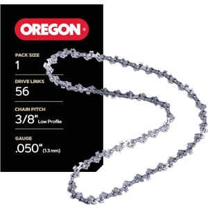 Oregon Chainsaw Chain 3/8" LP Pitch, .050" (1.3 mm) Gauge for 16" (40cm) Bar, 56 Drive Links  Low-kickback Replacement Saw Chain, Fits Husqvarna, Echo, Ryobi, Greenworks, Craftsman and more