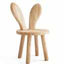 Bunny Chair for Ages 1.5-4 - Small Toddler Wooden Chair with 9.25" Seat Height, Solid Wood Rabbit Stool for Nursery, Playroom & Low Tables, Mini Kids Furniture - 1 Pack