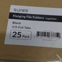 SUNEE 25 Pack Hanging File Folders, Black Folders, Hanging File Folders Letter Size with 1/5-cut Tabs, Stay Organized for Your Home and Office Bulk File and Documents