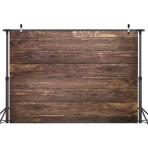 LYWYGG 7x5ft Thin Vinyl Brown Wood Backdrop Photographers Retro Wood Wall Background Cloth Seamless CP-19