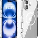 2 x SU - iPhone 16 Magnetic Clear Case Slim Shockproof Design, Compatible with MagSafe, Wireless Charging Case - Transparent Cover, Anti Yellowing Phone Case for iPhone 16 (6.1")