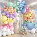 412pcs Pastel Balloon Garland Arch Kit 18 12 10 5 Inch Different Sizes Macaron Assorted Colors Balloon Latex Colorful Balloons for Baby Shower Girls Birthday Wedding Easter Rainbow Party Decoration