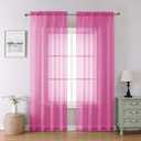 Lecloud Hot Pink Sheer Curtains for Bedroom 84 Inches Long 2 Panels, Light Filtering Voile Rod Pockets Window Curtains for Living Room, Rustic Farmhouse Decor Drapes, Each Panel 42" W x 84" L