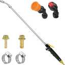 Stainless Steel Sprayer Wand Replacement with 3 Types of Nozzles, Fan Nozzle, 1/4" & 3/8" Brass Barb and 2 Hose Clamps (29 Inch Wand with 3 Nozzles)