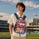 MAY TREE Clear Backpack Stadium Approved for Women and Men, Clear Bag for Stadium Events, Transparent bag for Concert Sporting Festival, Black (Medium)