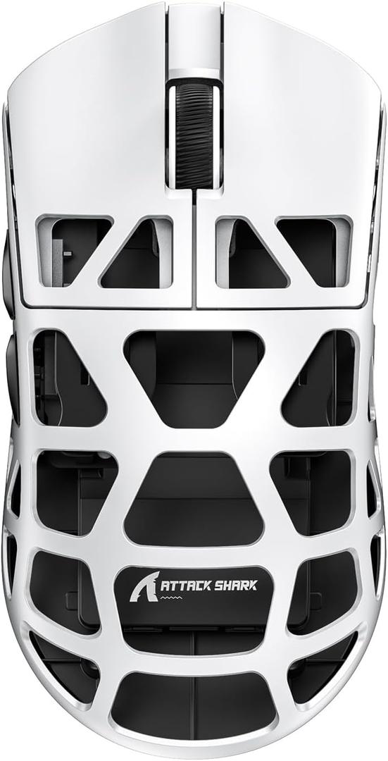 ATTACK SHARK R3 46g Superlight Magnesium Alloy Wireless Gaming Mouse, BT/2.4Ghz/Wired Computer Mouse, 8000Hz Wireless Polling Rate, PAW3395 26K DPI Sensor, Programmable Mice, PC/Laptop/Mac (White)