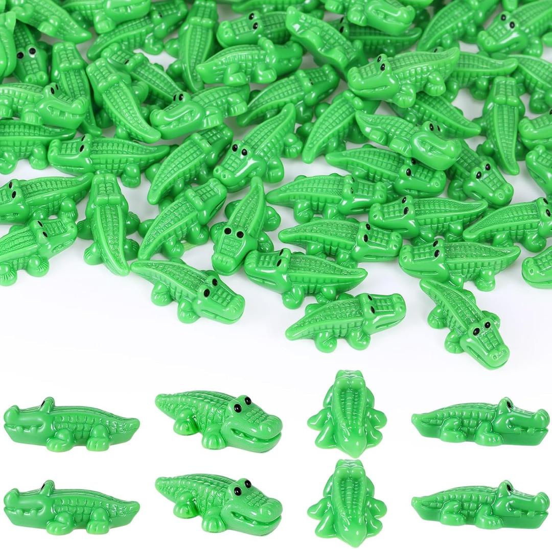 Geelin 100 Pcs Mini Alligator Figurines Bulk Mini Resin Crocodiles Figurines Small Alligator Figure Resin Tiny Animals for Dollhouse Landscape Aquarium Garden Desktop