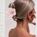 Fluffy Plush Claw Clip for Hair 6 Pcs Cute Hair Clips for Women Fuzzy Hair Barrettes Girls Hair Jaw Clips (Flower + Heart - Beige/Brown/Coffee)