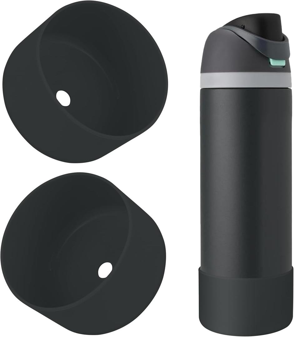 2PCS Silicone Water Bottle Boot, Compatible with Owala 24oz 32oz 40oz, Protective Anti-Scratch & Anti-Dent No Noise Sleeve Cover for FreeSip/Twist/Flip Water Bottles (Foggy Tide, 24oz)