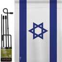 Israel Flag Bandera de Israeli Flag Pole Set Home Banner Yard Sign Room Post Gravesite Stand Cemetery Flagpole Outdoor Tapestry Grandma Gifts Grave Decor Jewish Decorations Made in USA